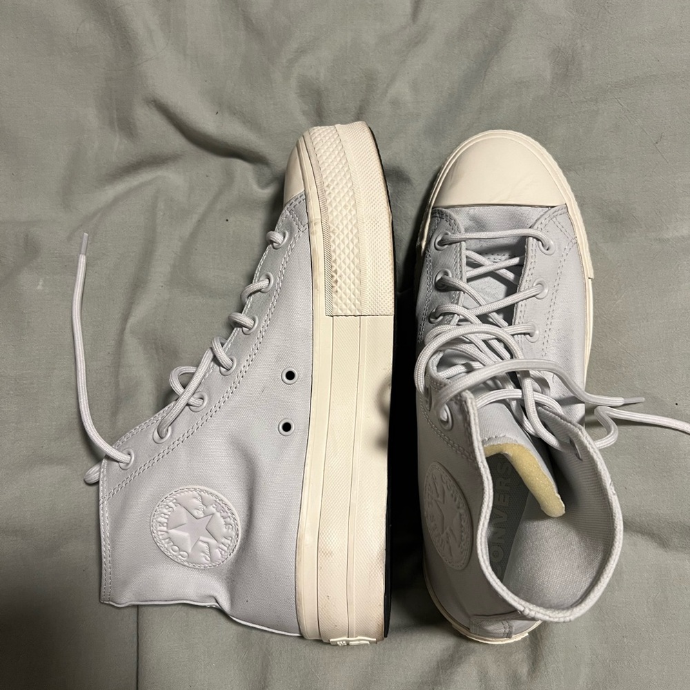White leather Converse Platforms